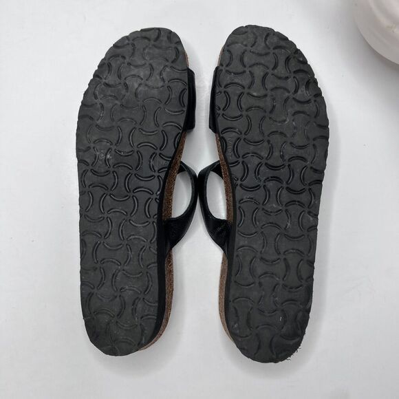 NAOT Anabel Nubuck Leather Cork Wedge Sandal Tortoise Buckle Black Women's US 11 - Picture 9 of 9